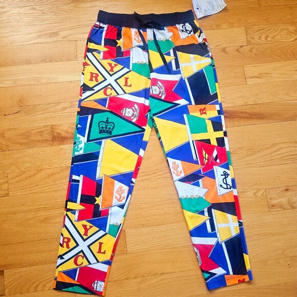 NEW Ralph Lauren Burgee Flag Print Knit Pajama Shirt Pant Set Mens Medium - Picture 8 of 11